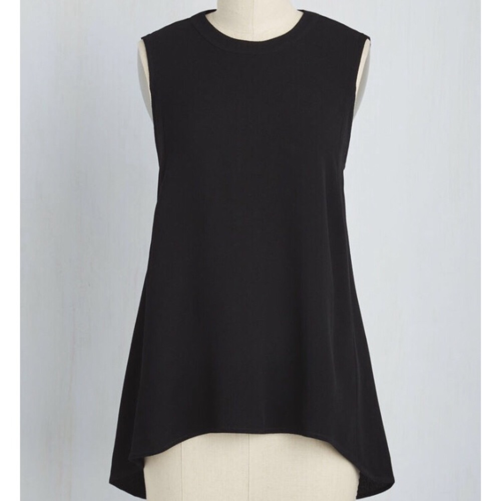 Black ModCloth Muscle Tank Blouse Zipper Back